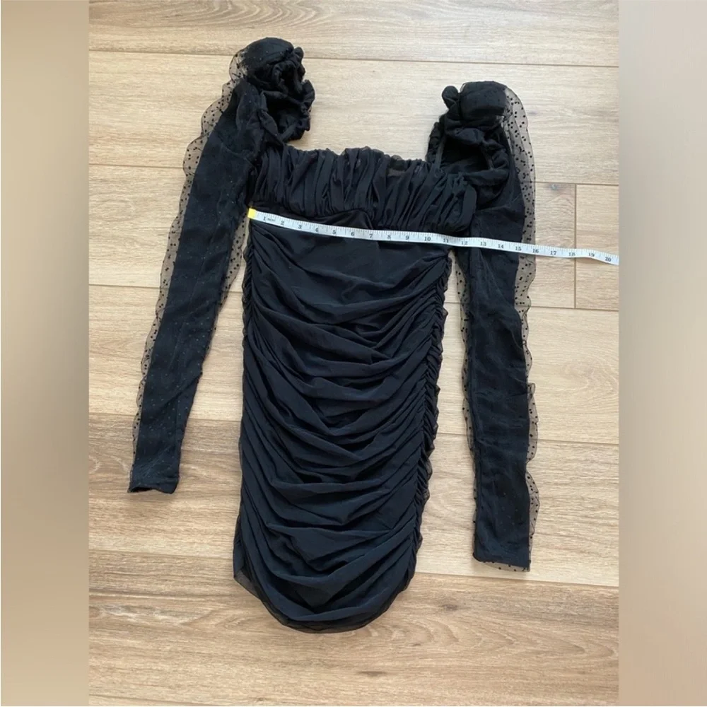 House of CB Elegant Black Long Sleeve Mini Dress Size S - Picture 7 of 12
